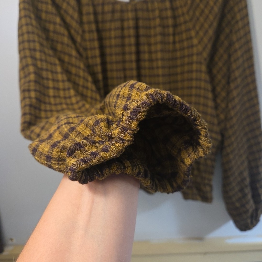 Madewell Gingham Squareneck Puff Sleeve Top Size 6 MC765 - Picture 4 of 12